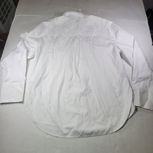 Madewell Women White Relaxed Mid Weight Button-Up Shirt Size L - Picture 7 of 7